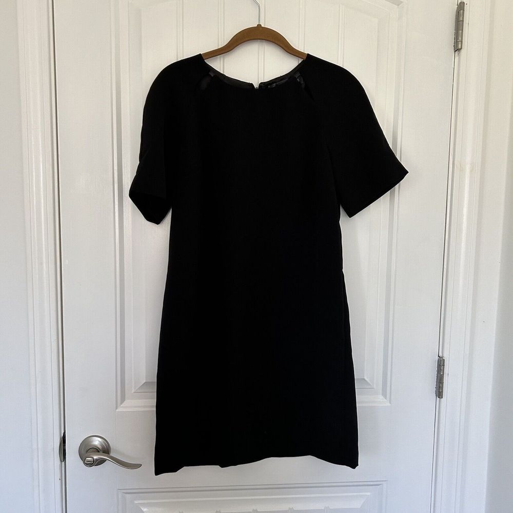 Bordeaux Black Short Sleeve Short Dress W/ Lining Size S Cut Out Design Front